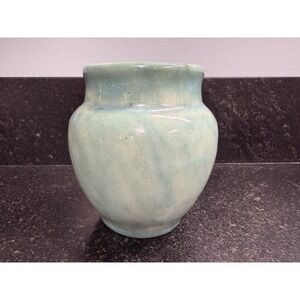 1936 Pisgah Forest Art Pottery 4" Vase Turquoise Rose Glaze Walter Stephen As-Is